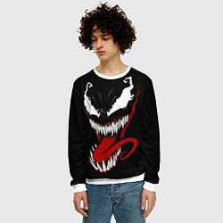 Свитшот мужской Морда Венома с языком, цвет: 3D-белый — фото 2