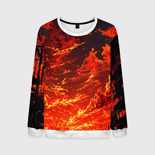 Мужской свитшот Багровый огненный закат / 3D-Белый – фото 1