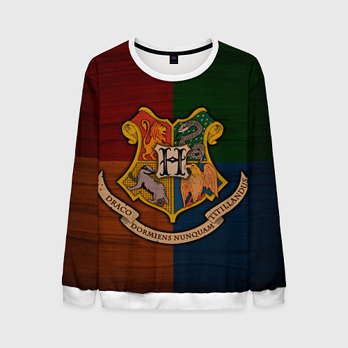 Мужской свитшот Hogwarts emblem / 3D-Белый – фото 1