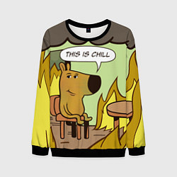 Свитшот мужской This is chill - this is fine мем, цвет: 3D-черный