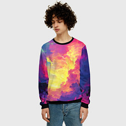 Свитшот мужской Розовые облака на синем небе, цвет: 3D-черный — фото 2