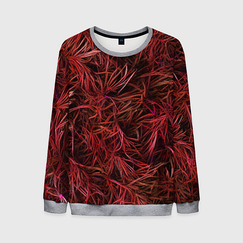 Мужской свитшот Красная трава на чёрном фоне / 3D-Меланж – фото 1