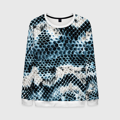 Мужской свитшот Из кожи змеи / 3D-Белый – фото 1