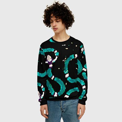 Мужской свитшот Змейки на охоте / 3D-Черный – фото 3