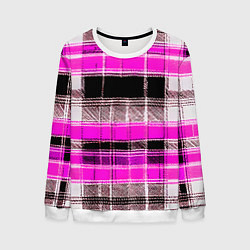 Свитшот мужской Белые полосы на чёрно-розовом фоне, цвет: 3D-белый
