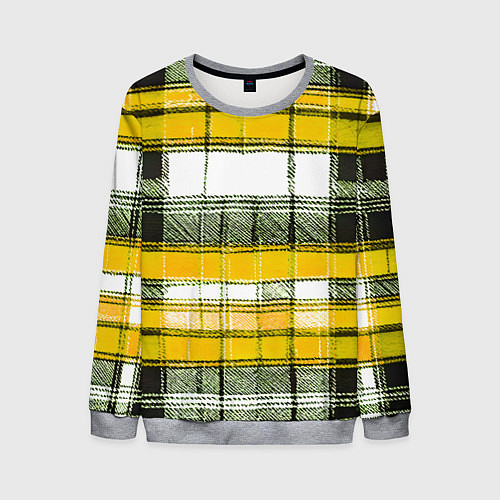 Мужской свитшот Чёрные полосы на жёлто-белом фоне / 3D-Меланж – фото 1