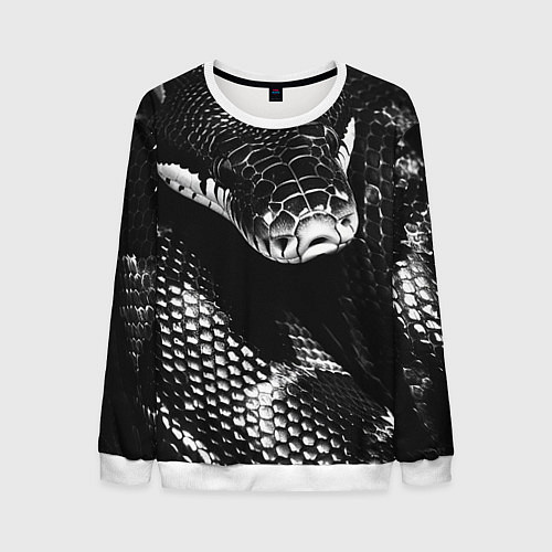 Мужской свитшот Черно-белая змея / 3D-Белый – фото 1