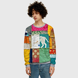 Свитшот мужской Пэчворк с человечком, цвет: 3D-меланж — фото 2