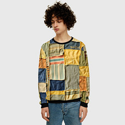 Свитшот мужской Пэчворк в желтых оттенках, цвет: 3D-черный — фото 2