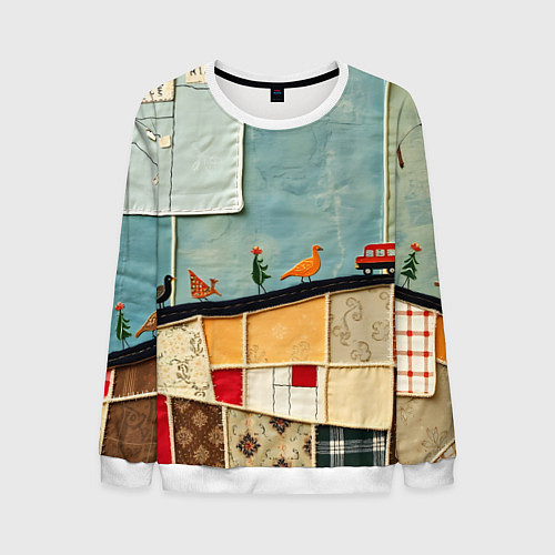 Мужской свитшот Детский пэчворк / 3D-Белый – фото 1