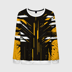 Мужской свитшот Жёлто-белые полосы и точки на чёрном фоне