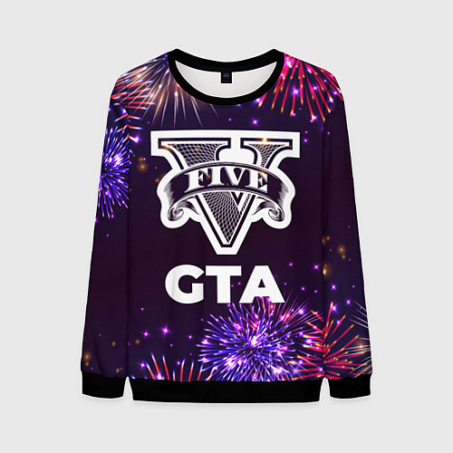 Мужской свитшот Праздничный GTA / 3D-Черный – фото 1