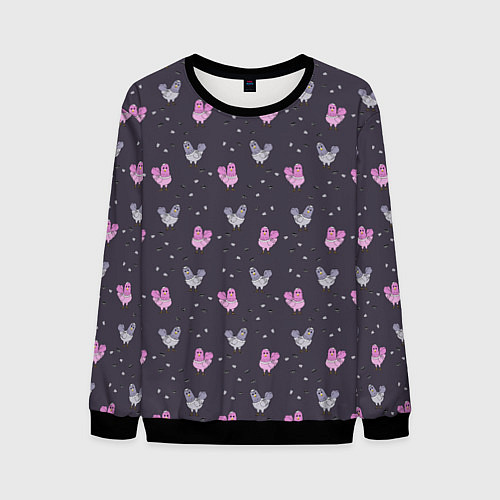 Мужской свитшот Голуби и семечки на темном / 3D-Черный – фото 1