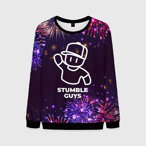 Мужской свитшот Праздничный Stumble Guys / 3D-Черный – фото 1