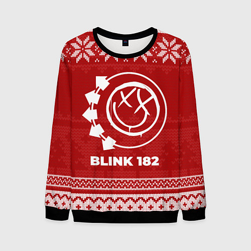 Мужской свитшот Новогодний Blink 182 / 3D-Черный – фото 1