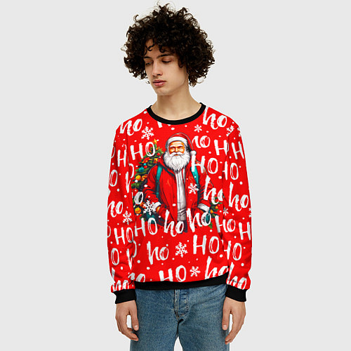 Мужской свитшот Дед мороз хо хо / 3D-Черный – фото 3
