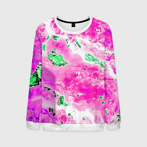 Мужской свитшот Розово-зелёная абстракция / 3D-Белый – фото 1