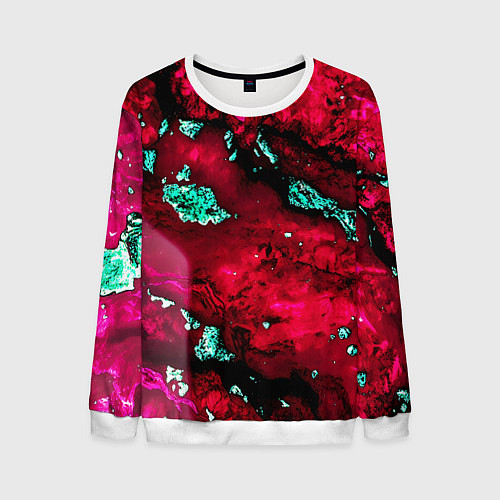 Мужской свитшот Абстракция красно-голубая / 3D-Белый – фото 1