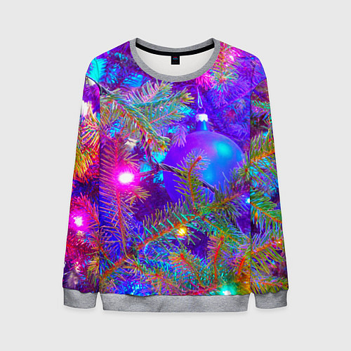 Мужской свитшот Новогоднее свечение гирлянд / 3D-Меланж – фото 1