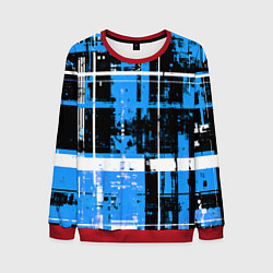 Мужской свитшот Сине-белый гранж на чёрном фоне