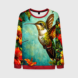 Свитшот мужской Колибри в природе, цвет: 3D-красный