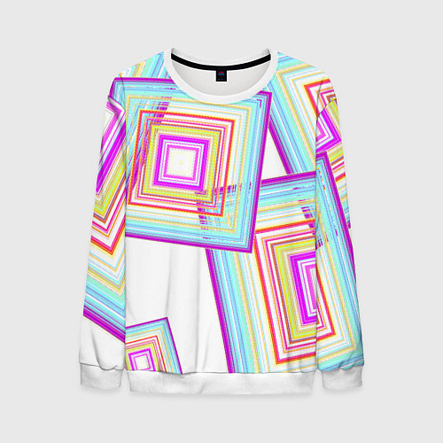 Мужской свитшот Абстрактные квадраты / 3D-Белый – фото 1
