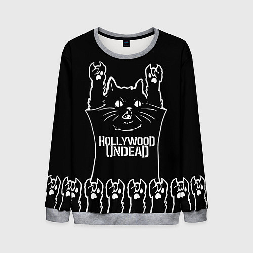 Мужской свитшот Hollywood Undead: cat rock / 3D-Меланж – фото 1
