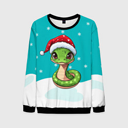 Мужской свитшот Змейка в новогодней шапочке