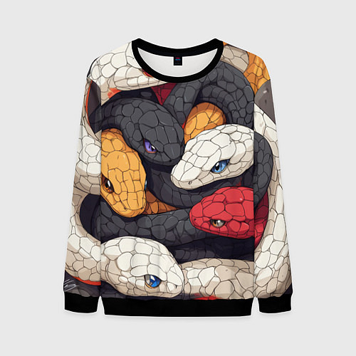 Мужской свитшот Разноцветные змеи / 3D-Черный – фото 1