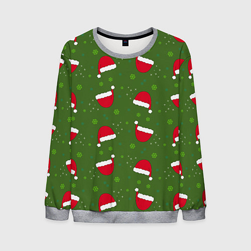 Мужской свитшот Шапка Санты / 3D-Меланж – фото 1