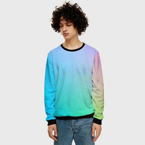 Мужской свитшот Градиент в голубых тонах / 3D-Черный – фото 3