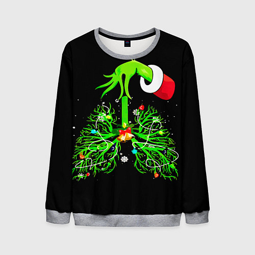 Мужской свитшот Гринч похищает сердца / 3D-Меланж – фото 1