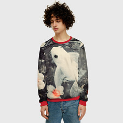 Свитшот мужской Рыбка с цветами - нейросеть, цвет: 3D-красный — фото 2