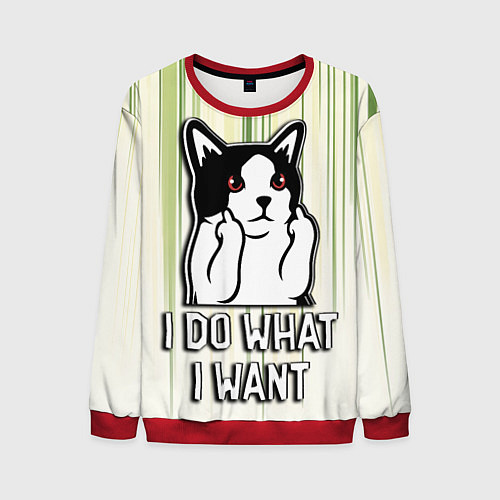 Мужской свитшот Кот - я делаю что хочу / 3D-Красный – фото 1