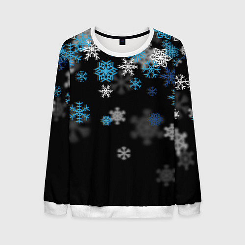 Мужской свитшот Снежинки объемные / 3D-Белый – фото 1