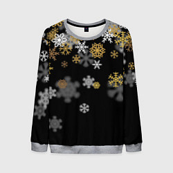 Свитшот мужской Снежинки объемные золотистые, цвет: 3D-меланж