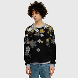 Свитшот мужской Снежинки объемные золотистые, цвет: 3D-меланж — фото 2