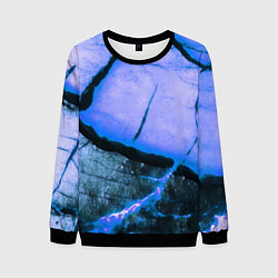 Свитшот мужской Трещины на абстрактном синем фоне, цвет: 3D-черный