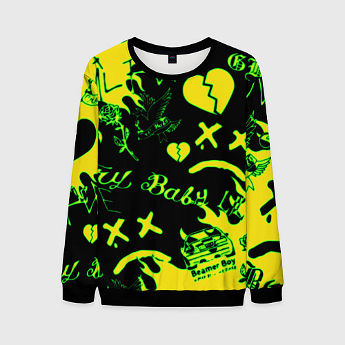 Мужской свитшот Lil Peep кислотные автографы / 3D-Черный – фото 1