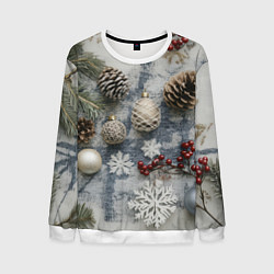 Мужской свитшот Новогодние игрушки и шишки
