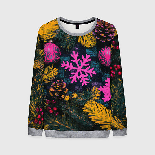 Мужской свитшот Новый год и краски / 3D-Меланж – фото 1
