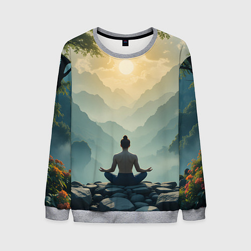 Мужской свитшот Медитация на рассвете / 3D-Меланж – фото 1