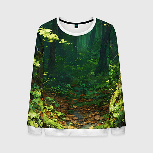 Мужской свитшот Зелёный летний лес / 3D-Белый – фото 1