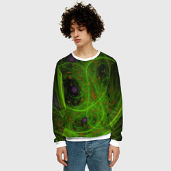 Свитшот мужской Зелёный дым абстракция, цвет: 3D-белый — фото 2
