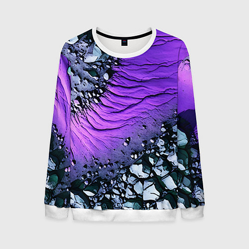 Мужской свитшот Камни и фиолетовая земля / 3D-Белый – фото 1