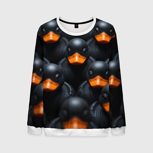 Мужской свитшот Черные уточки / 3D-Белый – фото 1
