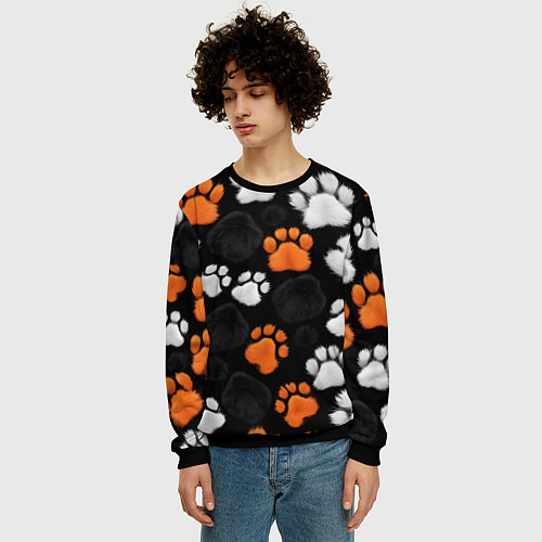 Мужской свитшот Мохнатые лапки / 3D-Черный – фото 3