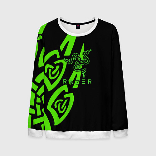 Мужской свитшот Razer лого лес / 3D-Белый – фото 1