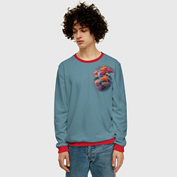 Свитшот мужской Яркое сердце из кораллов в морском стиле, цвет: 3D-красный — фото 2