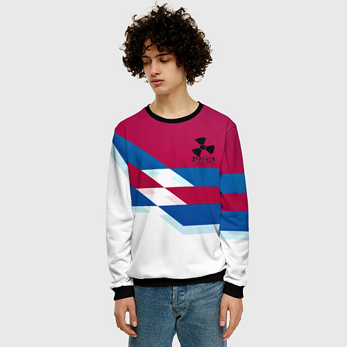 Мужской свитшот Stalker geometry / 3D-Черный – фото 3